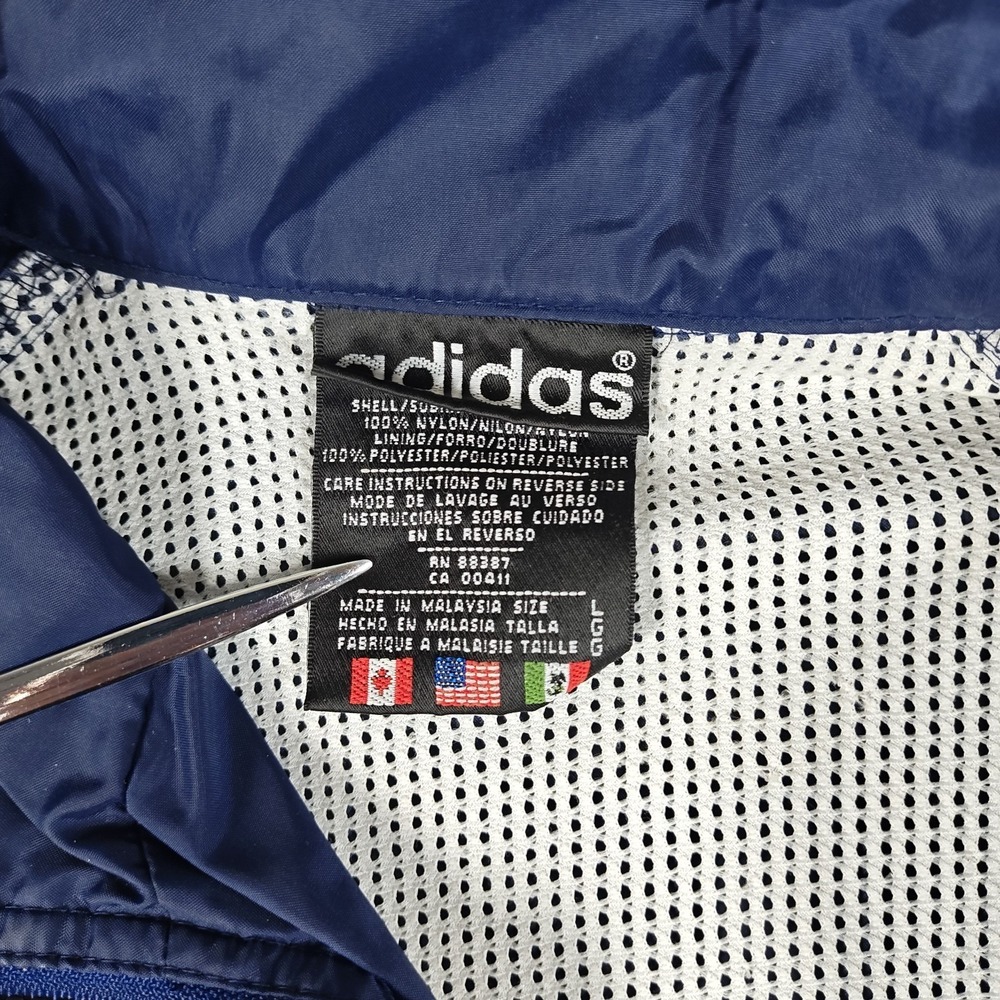 Vintage Adidas Windbreaker Mens Large Blue White Striped Track Jacket Skater Y2K - Picture 5 of 9